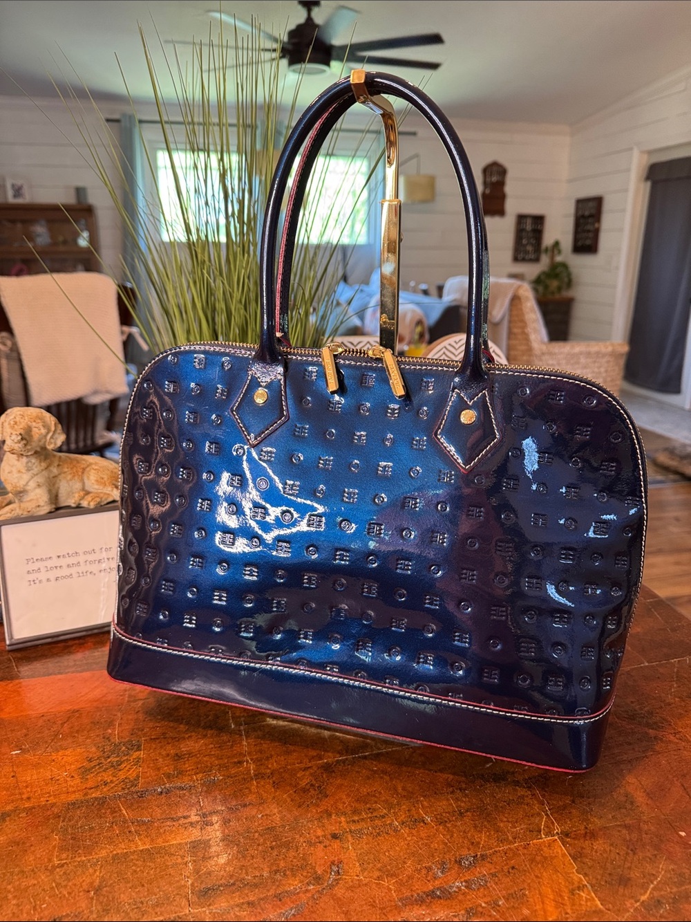 Arcadia Patent Navy Dome Satchel